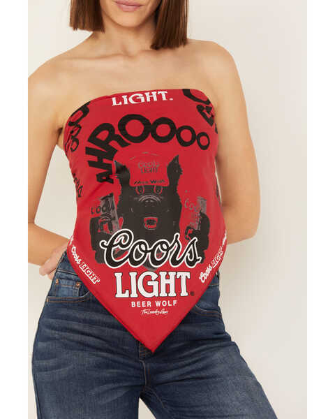 Image #2 - The Laundry Room Women's Coors Light Wolf Bandana Top, Red, hi-res