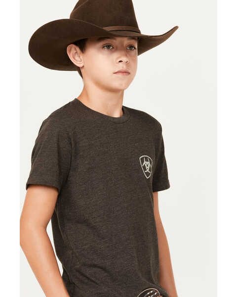 Image #2 - Ariat Boys' Rider Label Short Sleeve Graphic Print T-Shirt , Charcoal, hi-res