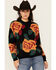 Image #1 - Evergreen Women's Floral Crew Neck Sweater, Black, hi-res