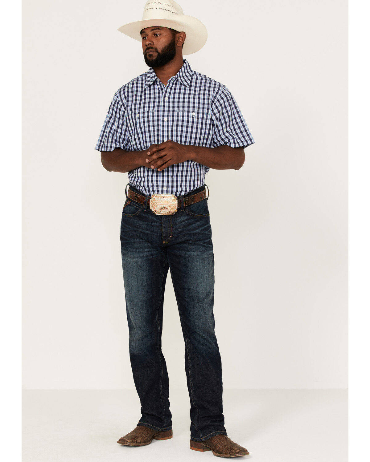 Image #2 - Resistol Men's Haven Small Plaid Short Sleeve Button Down Western Shirt , , hi-res