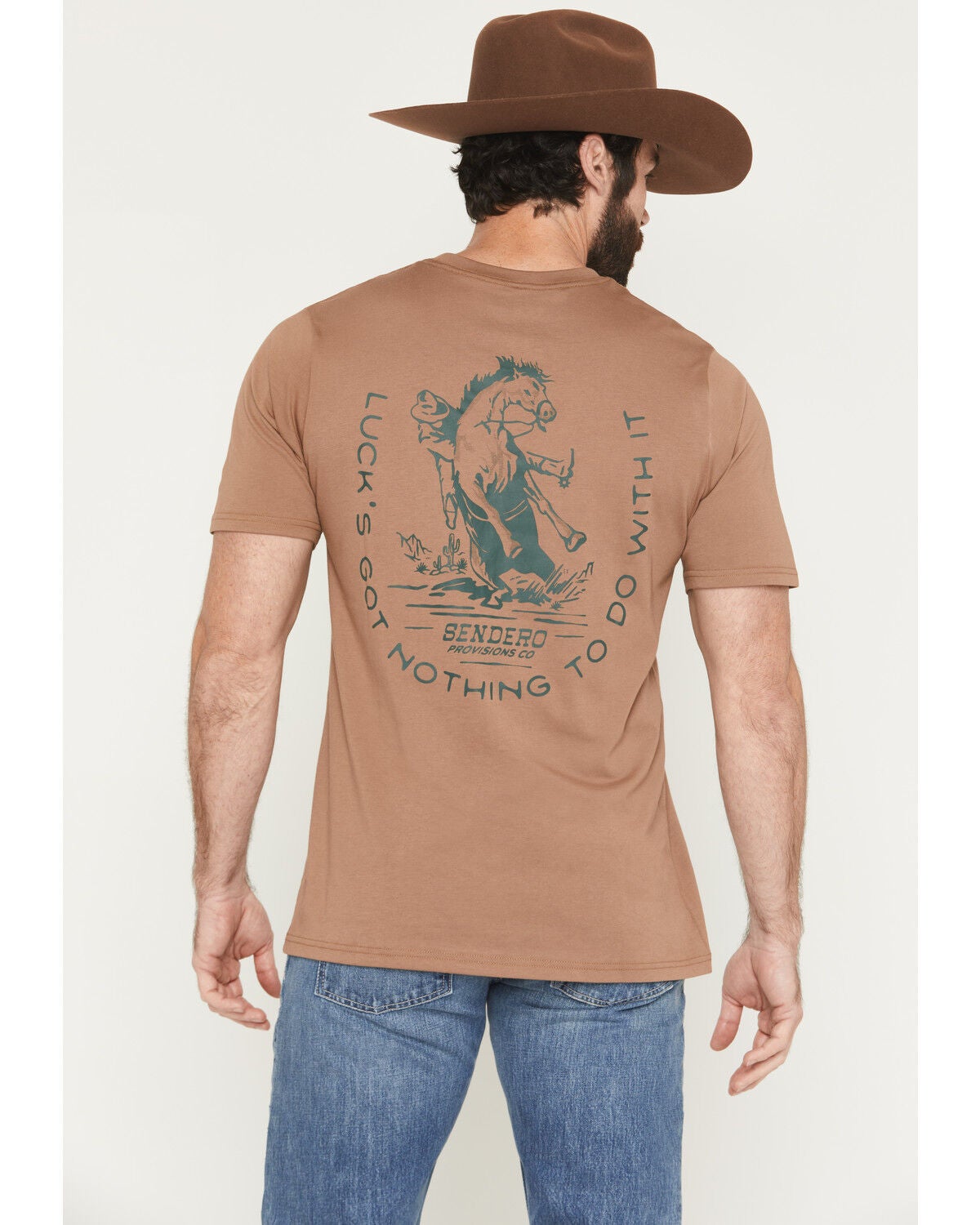 Image #1 - Sendero Provisions Men's No Luck Short Sleeve Graphic T-Shirt, Lt Brown, hi-res