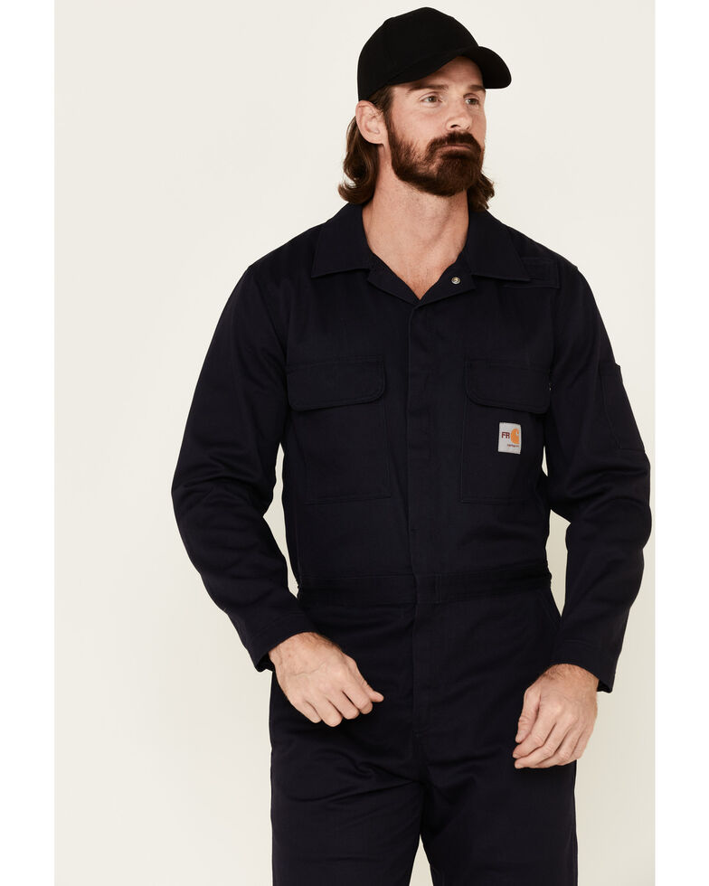 Carhartt Flame Resistant Classic Twill Coveralls, Navy, hi-res