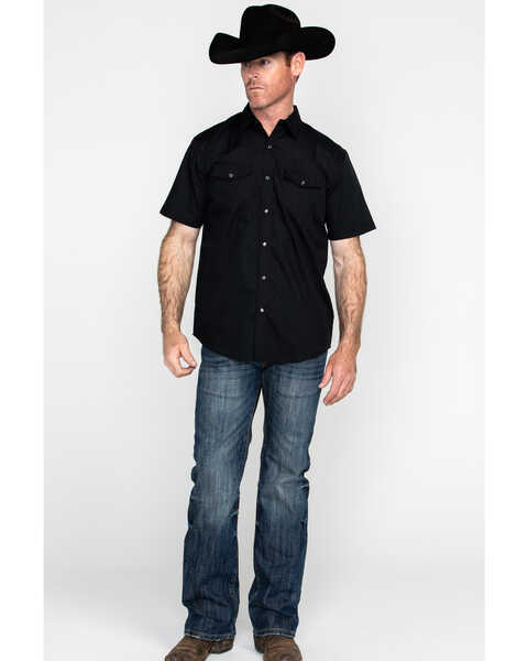 Gibson Men's Snap Short Sleeve Western Shirt, Black, hi-res