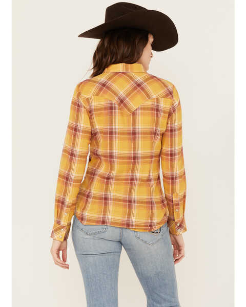 Image #4 - Wrangler Retro Women's Long Sleeve Snap Flannel Shirt, Mustard, hi-res