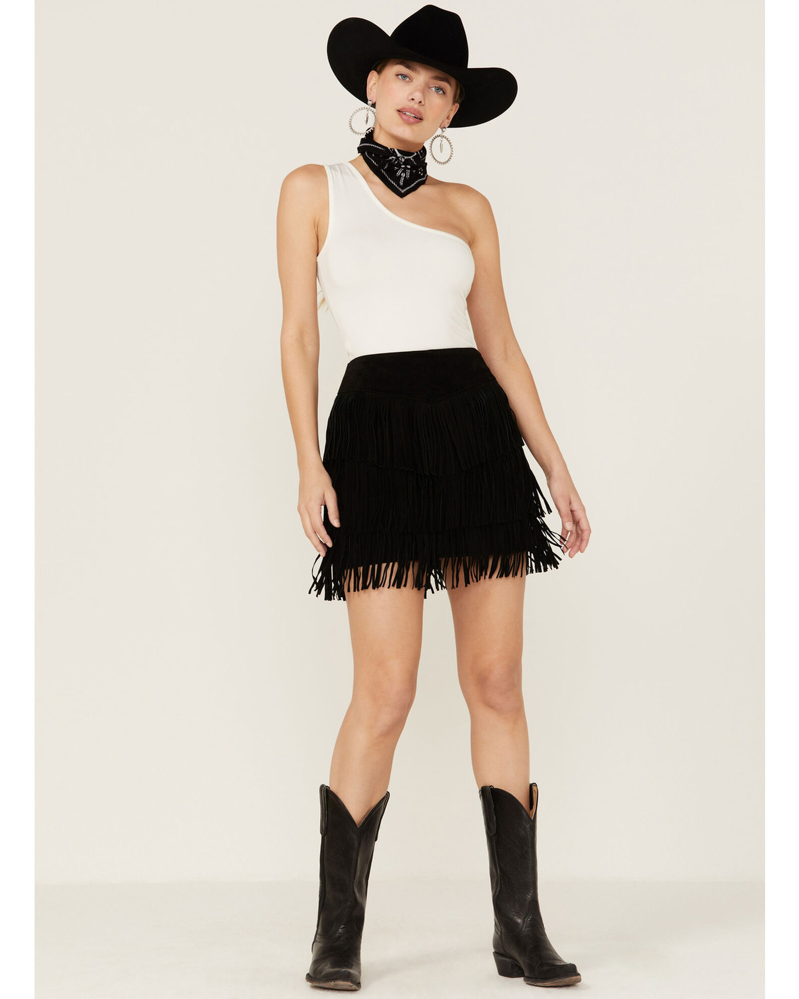 Scully Women s Fringe Tiered Suede Mini Skirt Sheplers