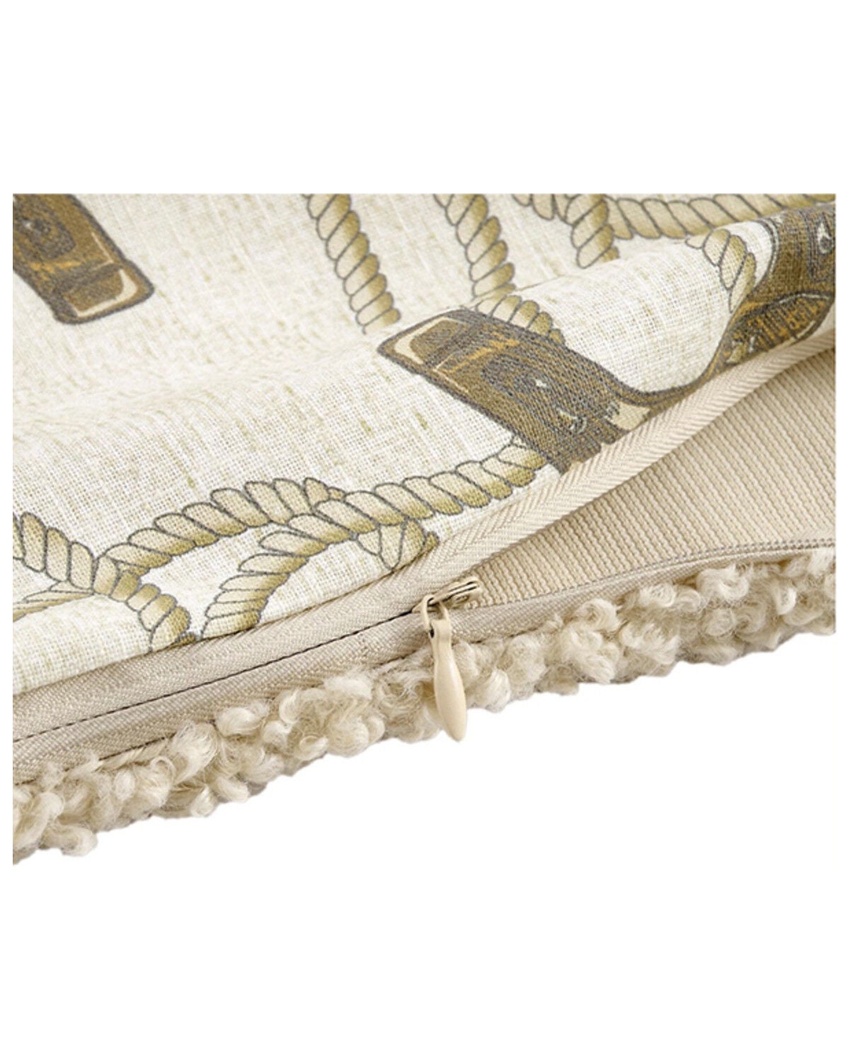 Image #2 - HiEnd Accents Pierre Equestrian Cotton Sateen Teddy-Backed Pillow, Brown, hi-res