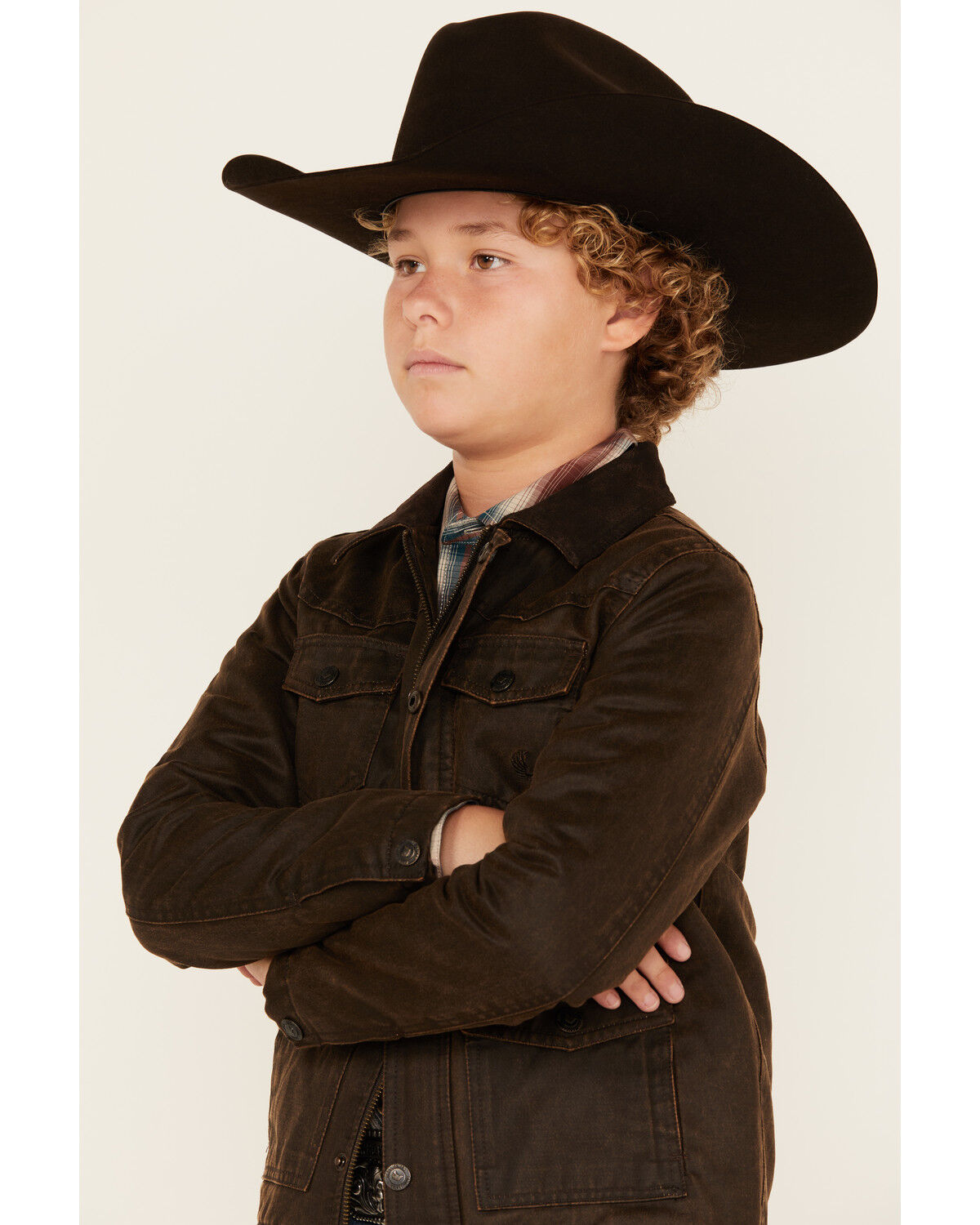 Image #2 - Cody James Boys' Road Dust Oil Skin Jacket, Brown, hi-res