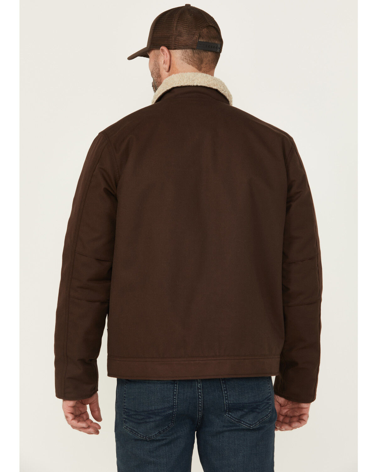 Image #4 - Hawx Men's FR Sherpa Lined Work Jacket, Brown, hi-res