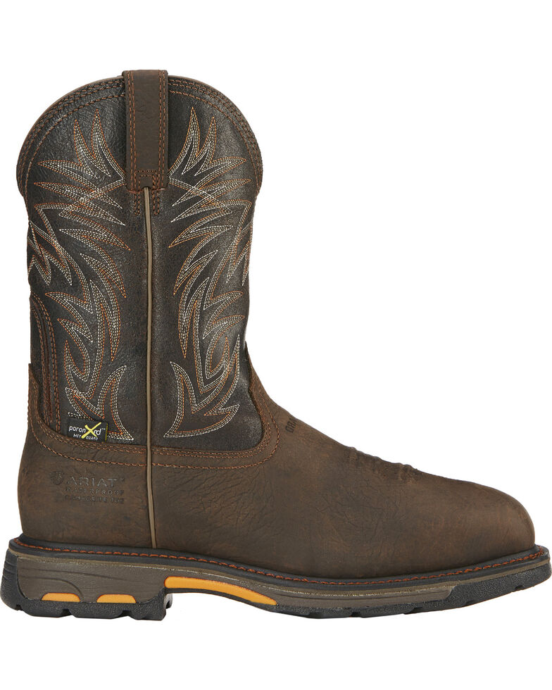 Ariat Men's Workhog Waterproof Met Guard Western Work Boots - Composite Toe, Brown, hi-res
