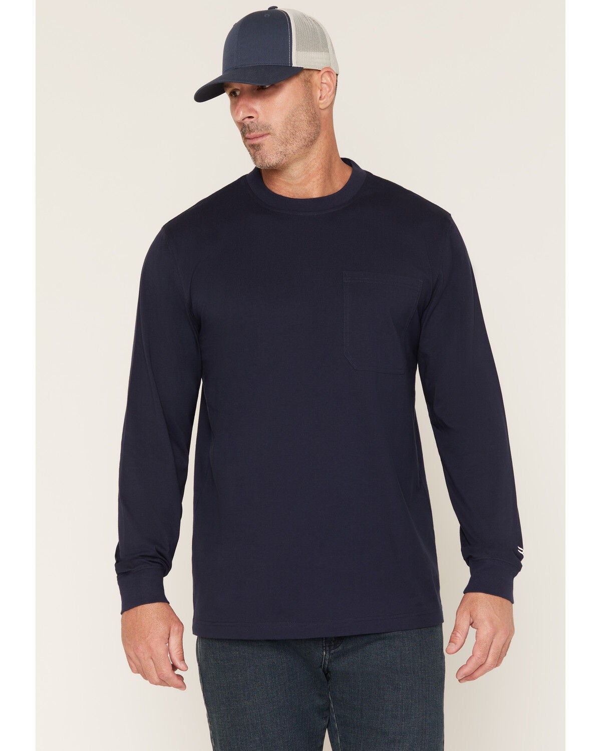 Image #2 - Hawx Men's Scream Long Sleeve Graphic Work T-Shirt, Navy, hi-res