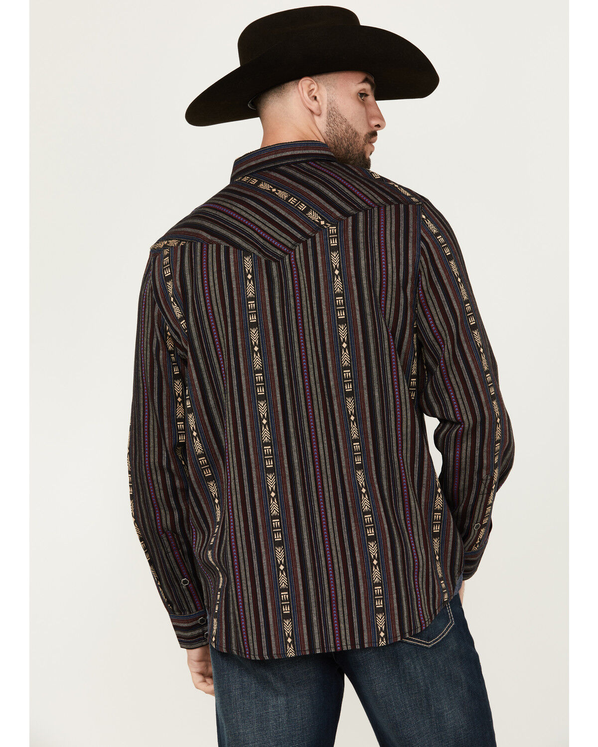 Image #4 - Moonshine Spirit Men's Towers Vertical Dobby Striped Print Long Sleeve Snap Western Shirt, Multi, hi-res
