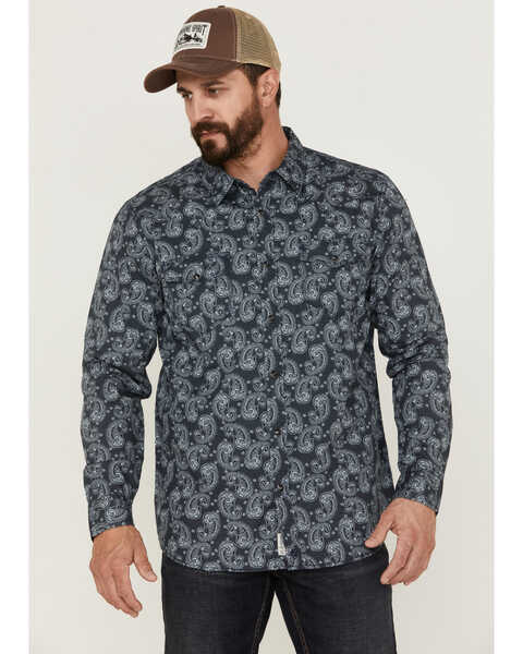 Image #1 - Moonshine Spirit Men's Amusement Large Paisley Print Long Sleeve Western Shirt , Navy, hi-res