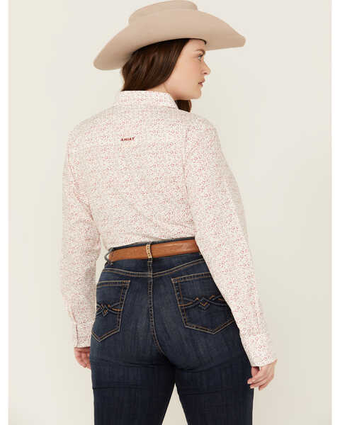 Image #4 - Ariat Women's Kirby Stretch Star Print Button-Down Long Sleeve Western Shirt - Plus, White, hi-res