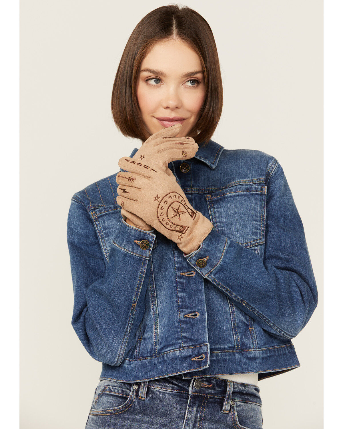 Image #1 - Idyllwind Women's Comet Tan Microsuede Gloves, Tan, hi-res