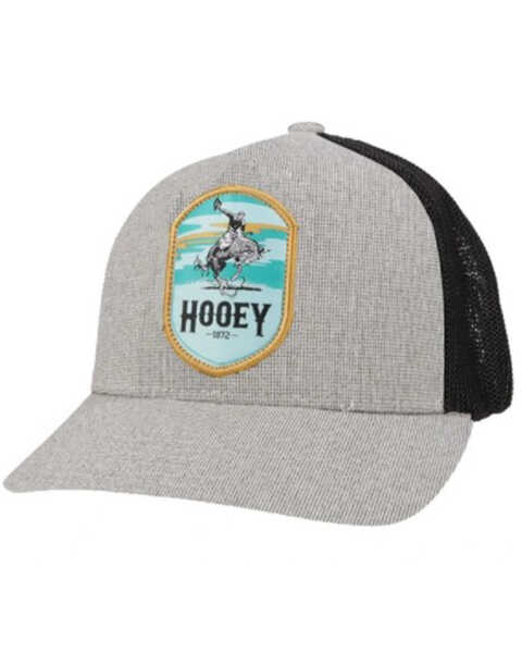 Hooey Men's Cheyenne Logo Mesh-Back Flex Fit Ball Cap , Grey, hi-res