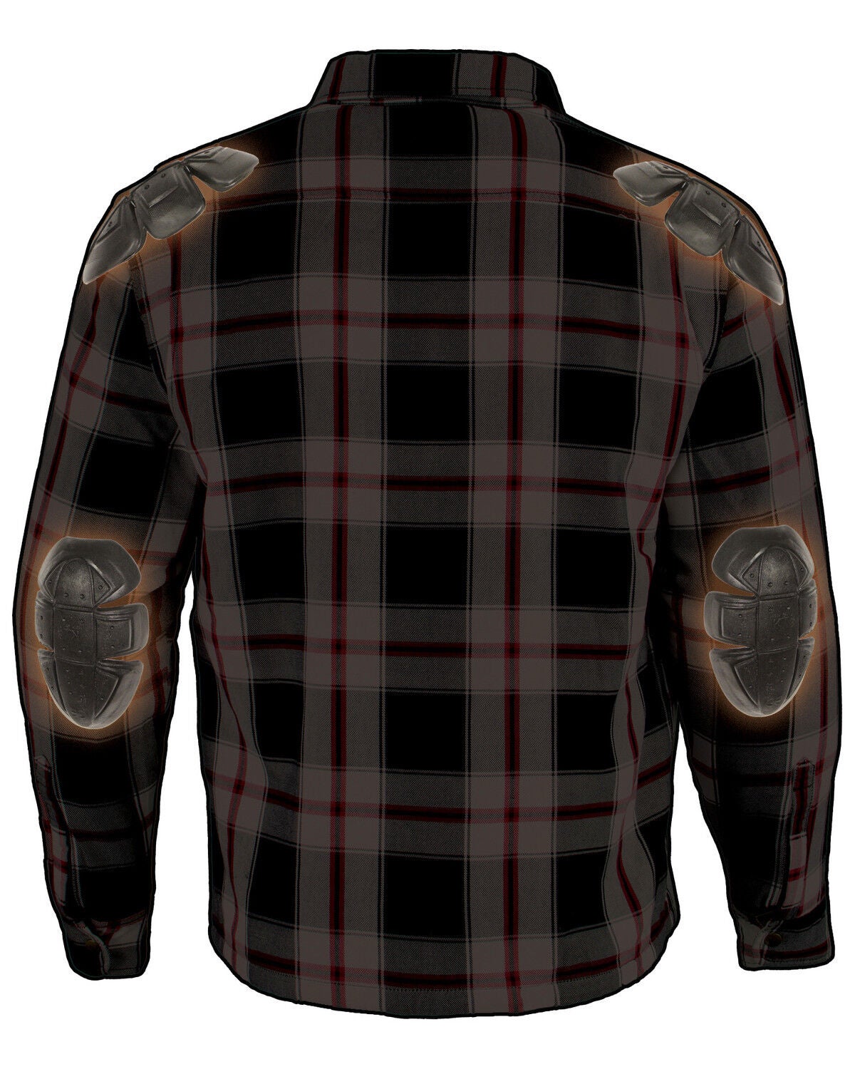 Image #2 - Milwaukee Performance Men's Black/White/Red Aramid Flannel Biker Jacket - 5X, Black/red, hi-res