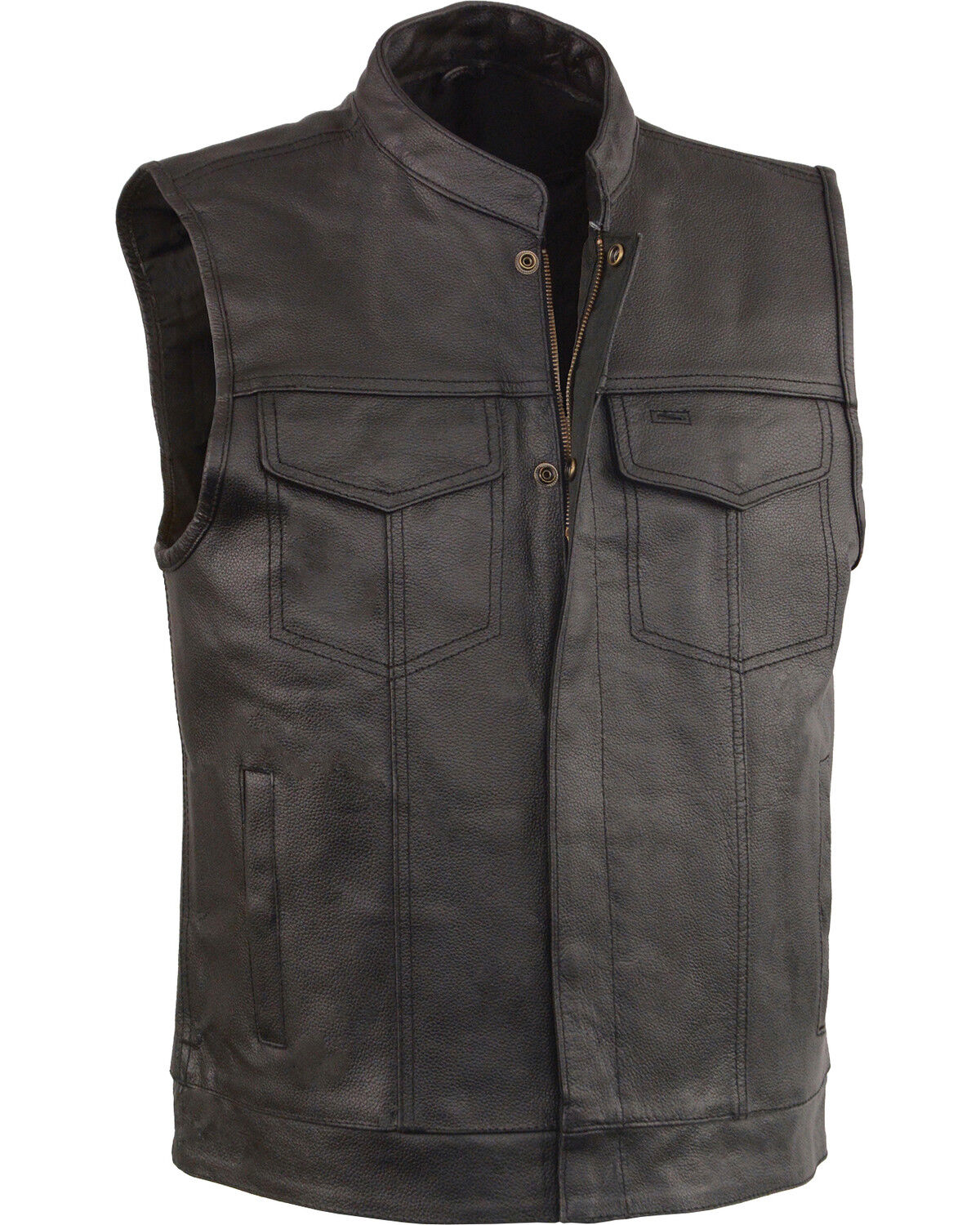 Image #1 - Milwaukee Leather Men's Open Neck Club Style Vest - Big 3X, Black, hi-res