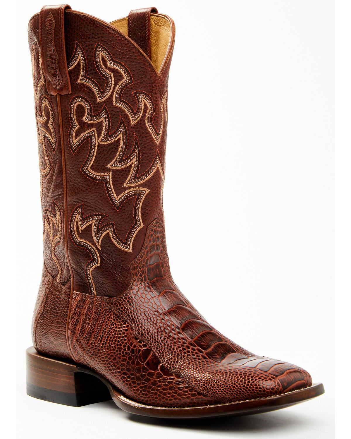 Image #1 - Cody James Men's Brandy Ostrich Leg Exotic Western Boots - Broad Square Toe, Red, hi-res