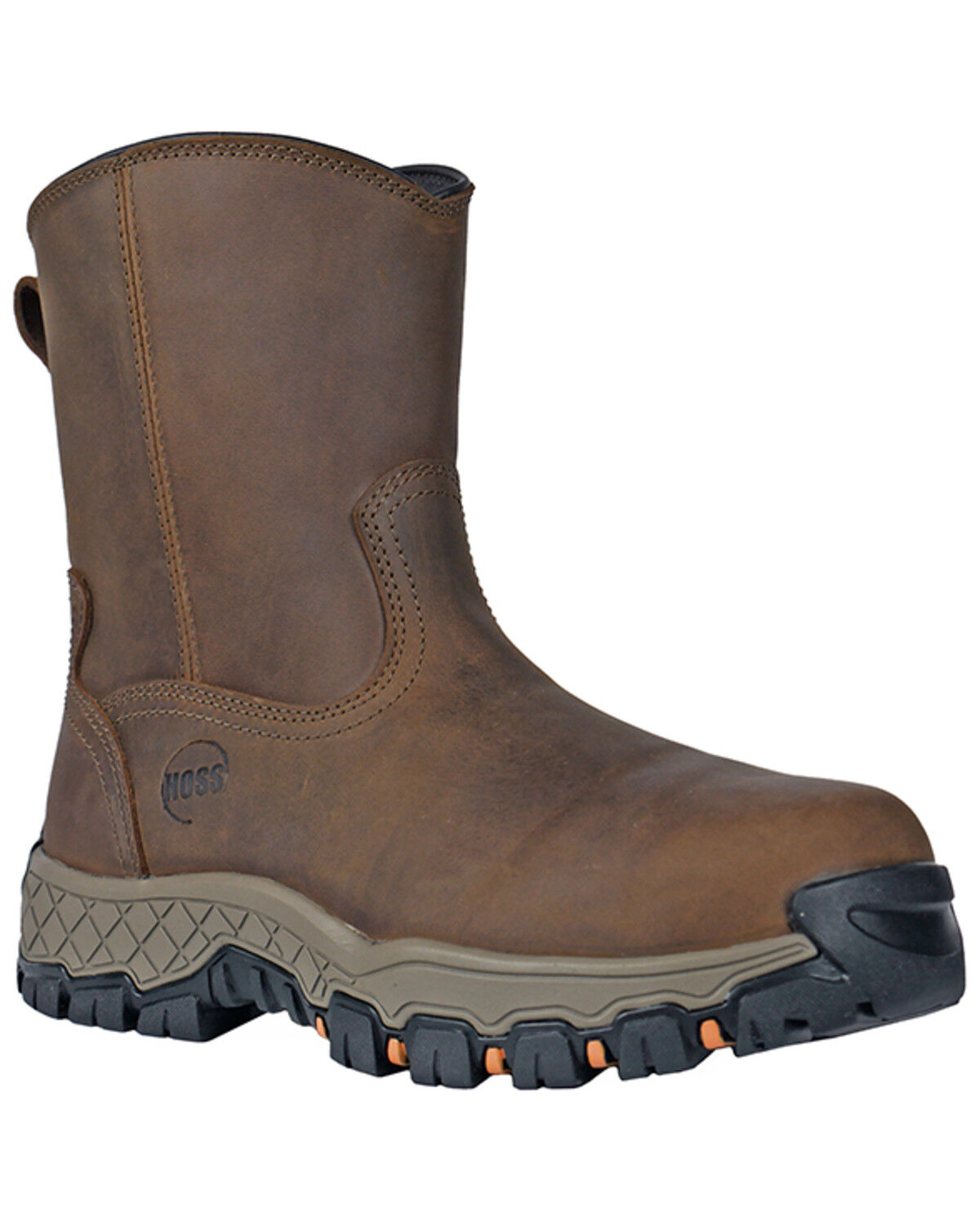 Image #1 - Hoss Men's 8" Waterproof Side-Zip Work Boots - Composite Toe, Brown, hi-res