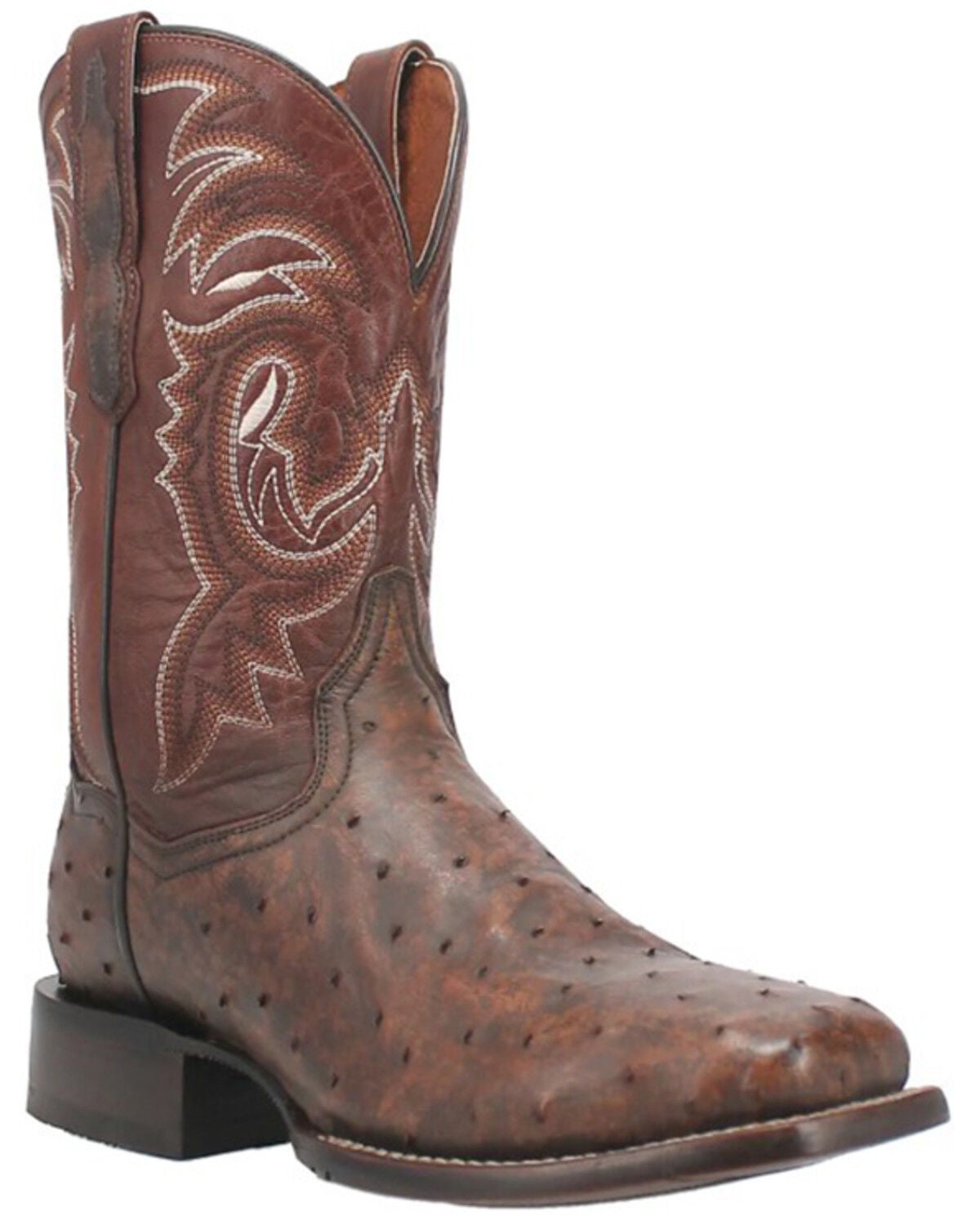 Dan Post Men's Dillinger Full Quill Ostrich Western Boots - Broad Square Toe, Brown, hi-res
