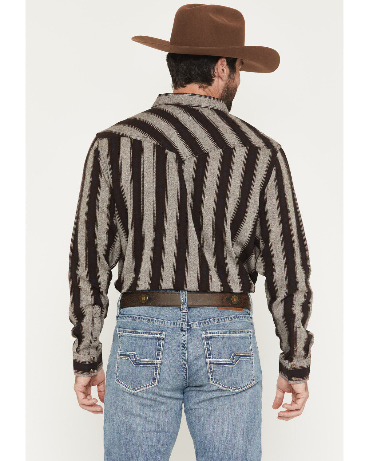 Image #4 - Cody James Men's Deluxe Dobby Stripe Print Long Sleeve Snap Flannel Shirt, Cream, hi-res