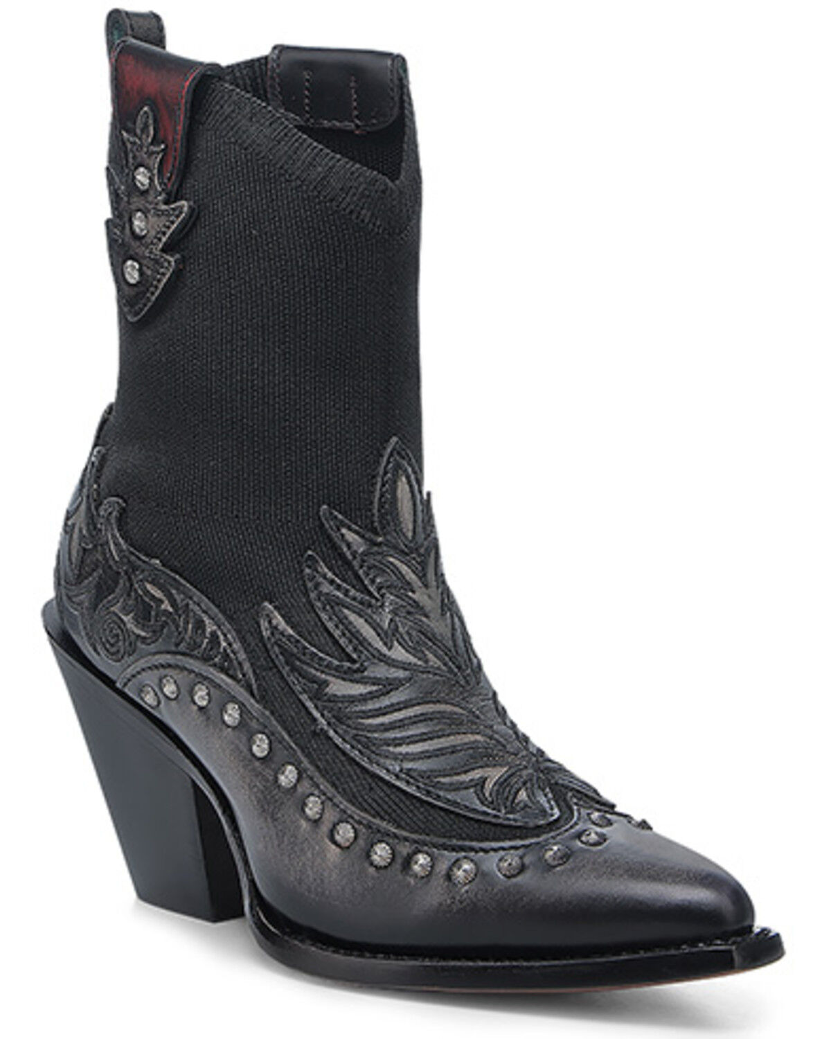 Image #1 - Corral Women's Studded Outlay Western Booties - Snip Toe, Black, hi-res