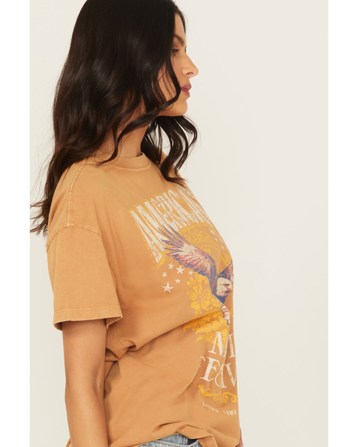 Image #2 - Cleo + Wolf Women's Emerson Eagle Short Sleeve Graphic Tee, Lt Brown, hi-res