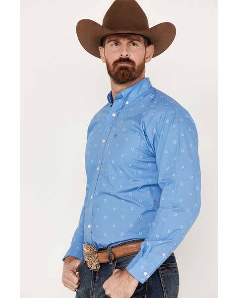 Image #2 - Ariat Men's Leroy Classic Fit Western Shirt, Blue, hi-res