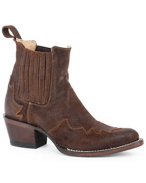 Stetson Women's Kaia Suede Western Fashion Booties - Pointed Toe , Brown, hi-res