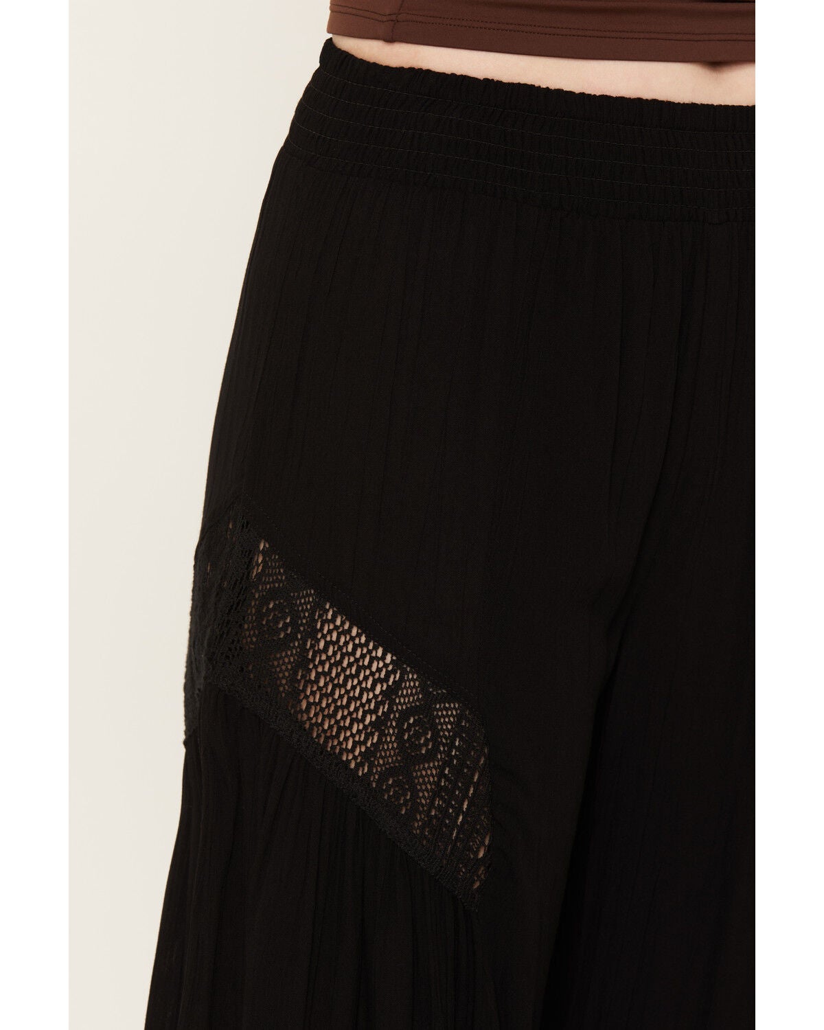 Image #2 - Angie Women's Lace Wide Leg Pants, Black, hi-res