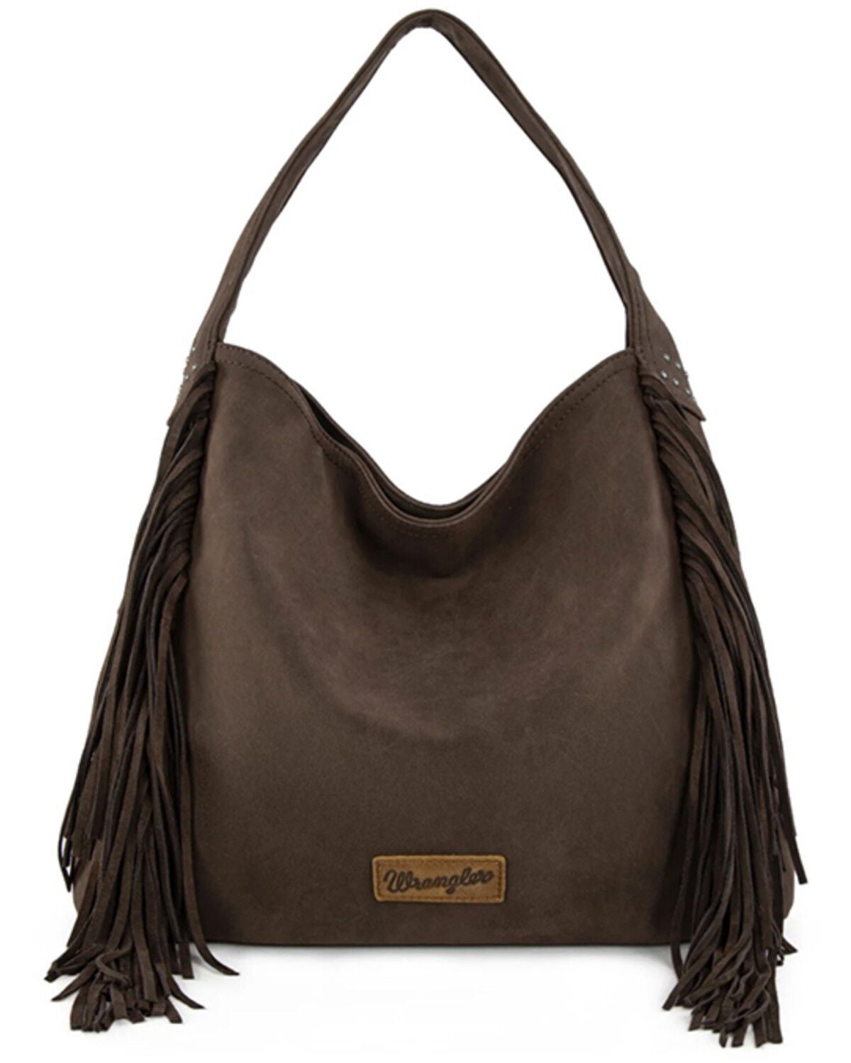 Wrangler Women's Shiloh Fringe Studded Hobo Bag, Coffee, hi-res