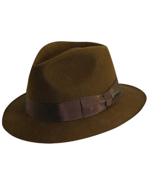 Indiana Jones Pinch Front Wool Felt Fedora Hat, Brown, hi-res