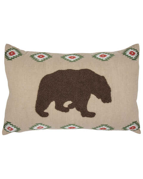 HiEnd Accents Southwestern Bear Burlap Lumbar Pillow, Tan, hi-res