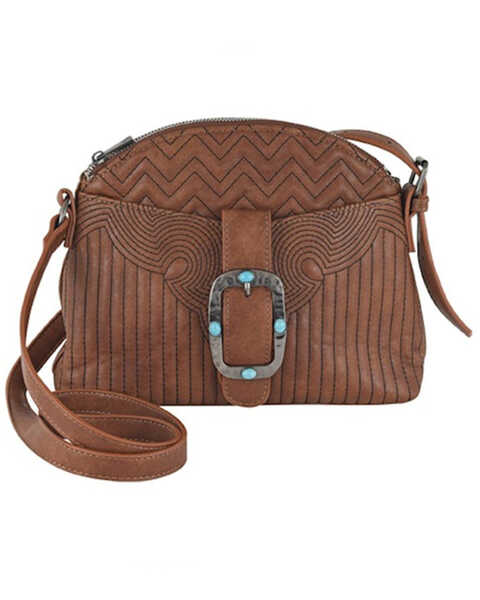 Catchfly Women's Geometric Quilted Crossbody Bag, Brown, hi-res