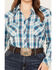 Image #3 - Roper Women's Plaid Print Long Sleeve Snap Western Shirt - Plus, Blue, hi-res