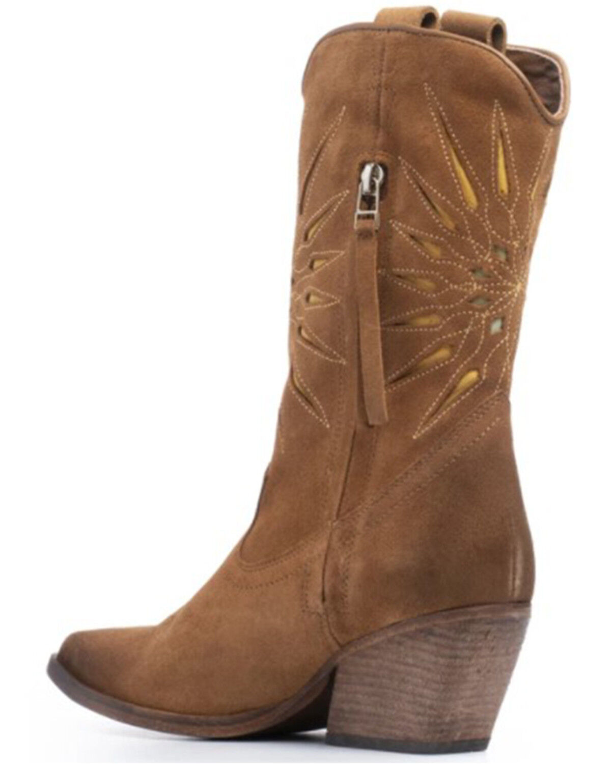 Image #4 - Golo Women's Contrasting Inlaid Sun Western Boots - Round Toe, Camel, hi-res