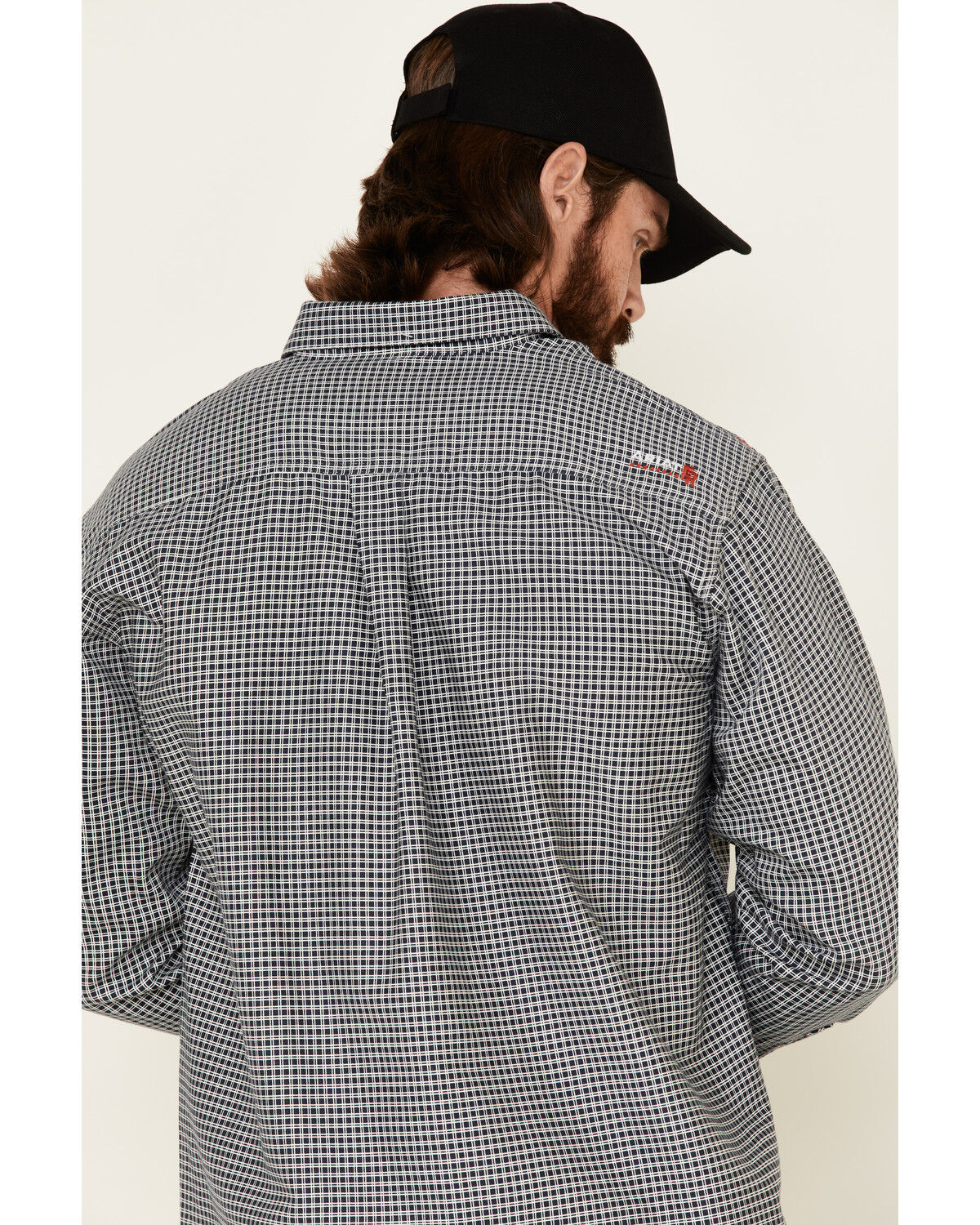 Image #5 - Ariat Men's FR Plaid Print Long Sleeves Button-Down Work Shirt - Big, Navy, hi-res