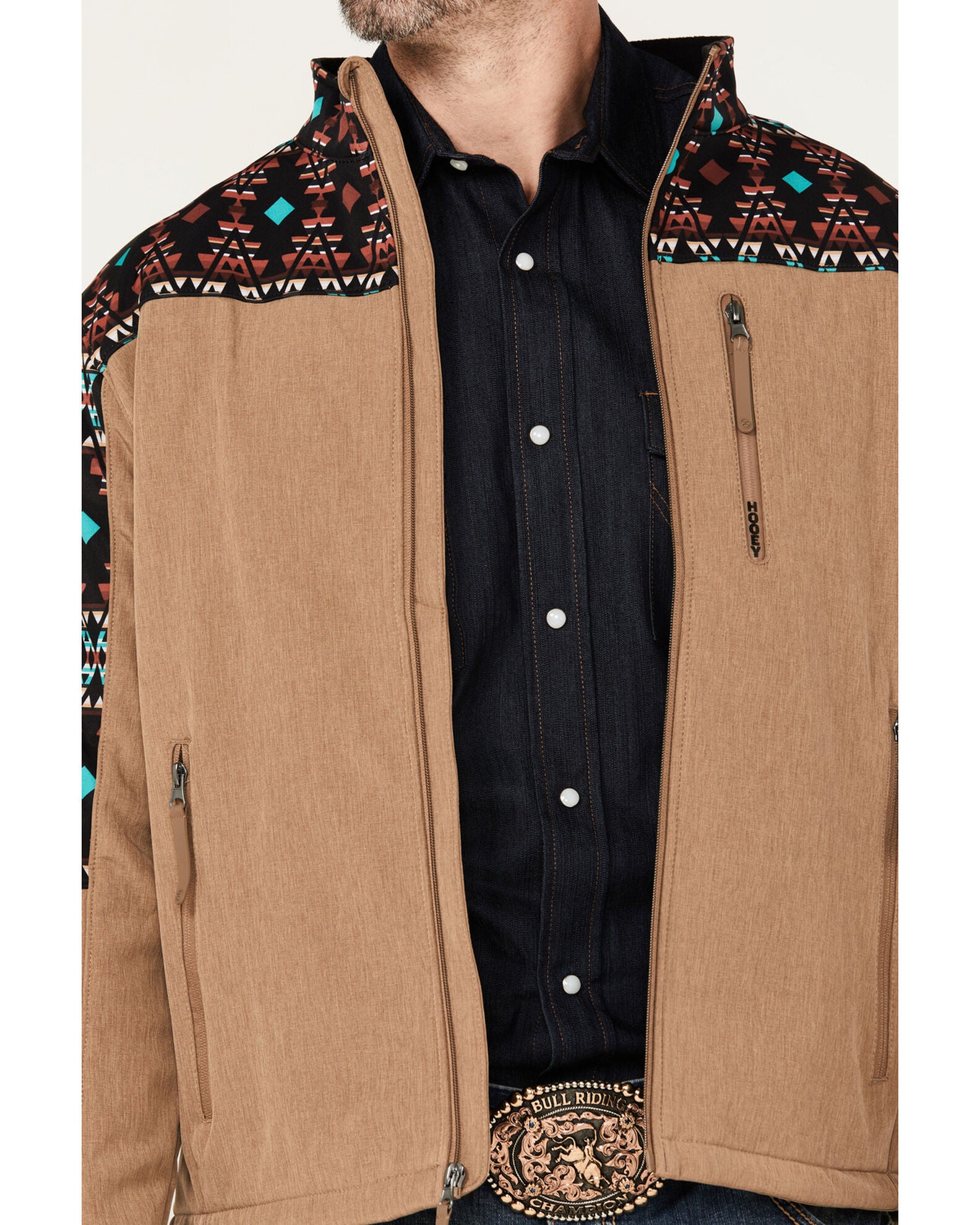 Product Name: Hooey Men's Southwestern Print Softshell Jacket