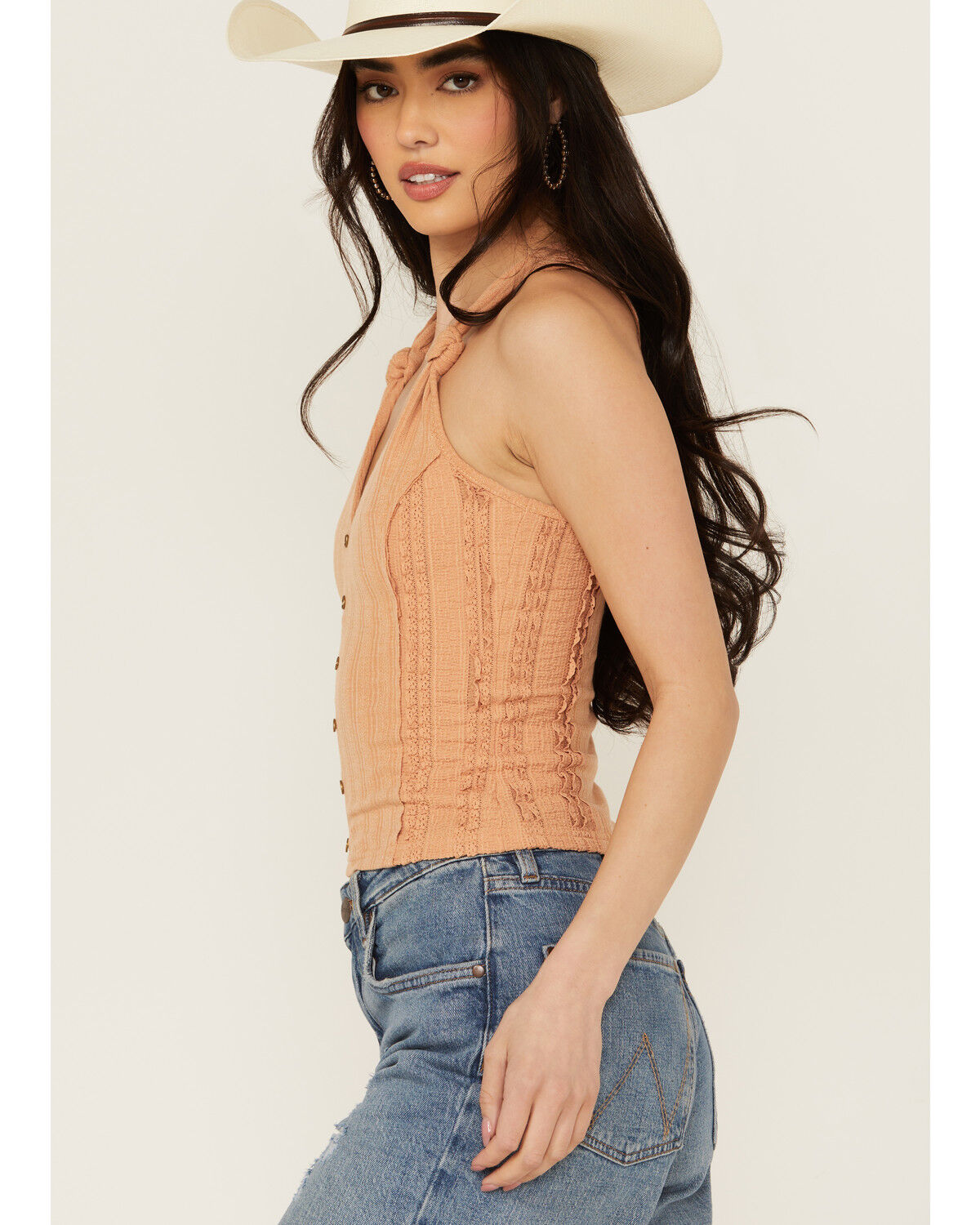 Image #2 - Miss Me Women's Knot Tank, Orange, hi-res