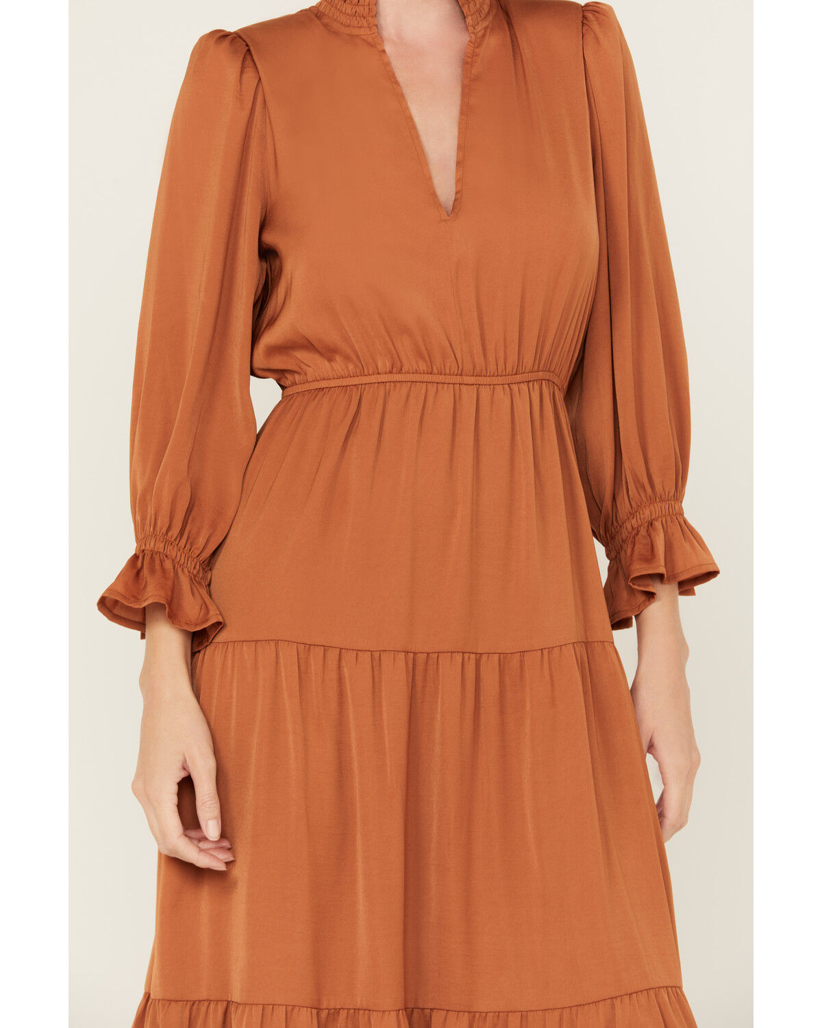 Image #3 - Revel Women's Tiered Midi Dress, Rust Copper, hi-res