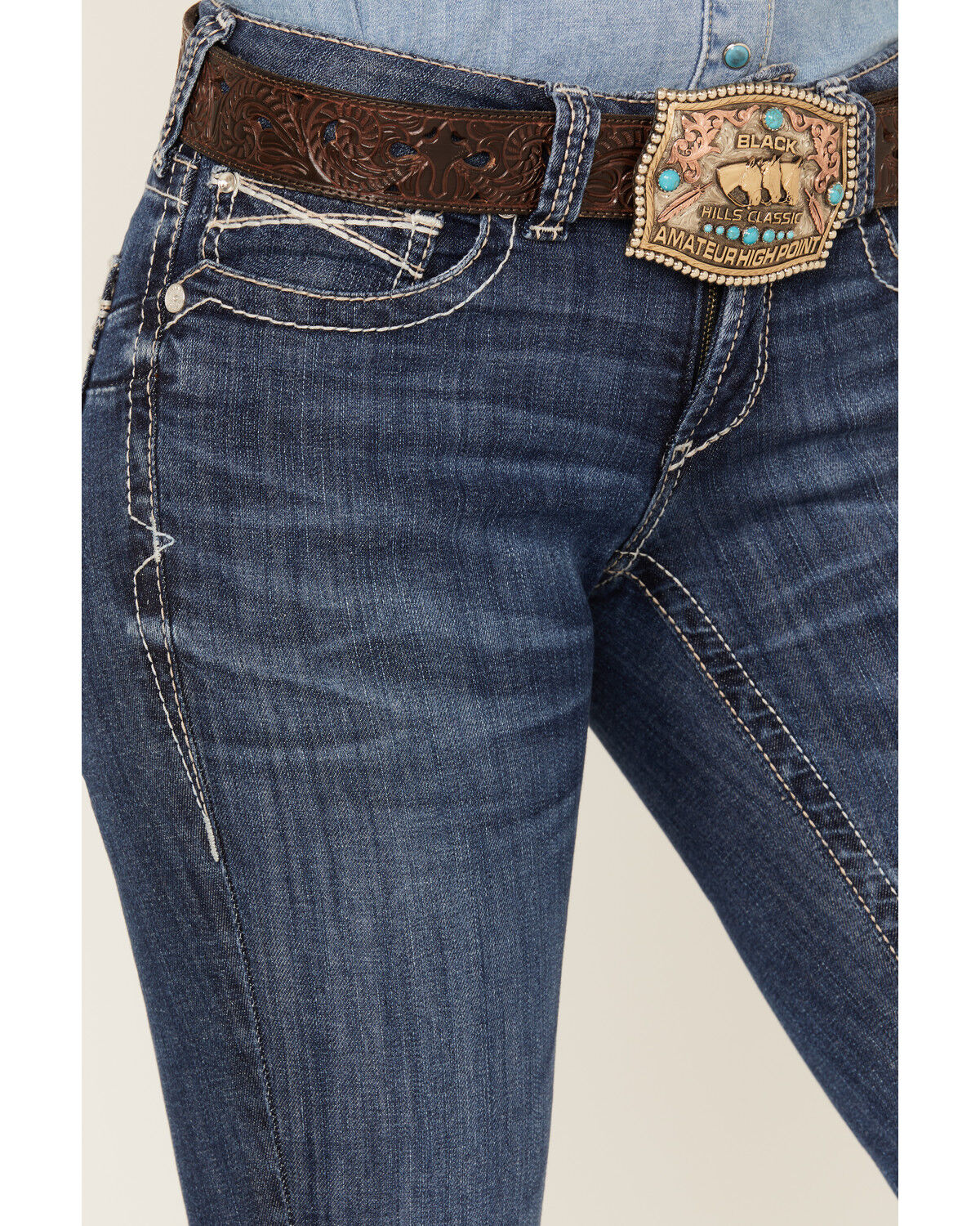 Image #2 - Ariat Women's Mid Rise Miriam Bootcut Irvine Denim Jeans, Dark Wash, hi-res