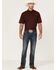 Image #2 - Ariat Men's VentTEK Outbound Short Sleeve Button-Down Shirt - Tall, Burgundy, hi-res