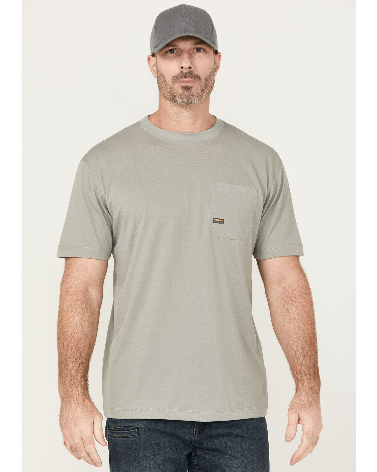 Image #1 - Ariat Men's Rebar Heat Fighter Short Sleeve Pocket Work Shirt - Tall, Dark Grey, hi-res