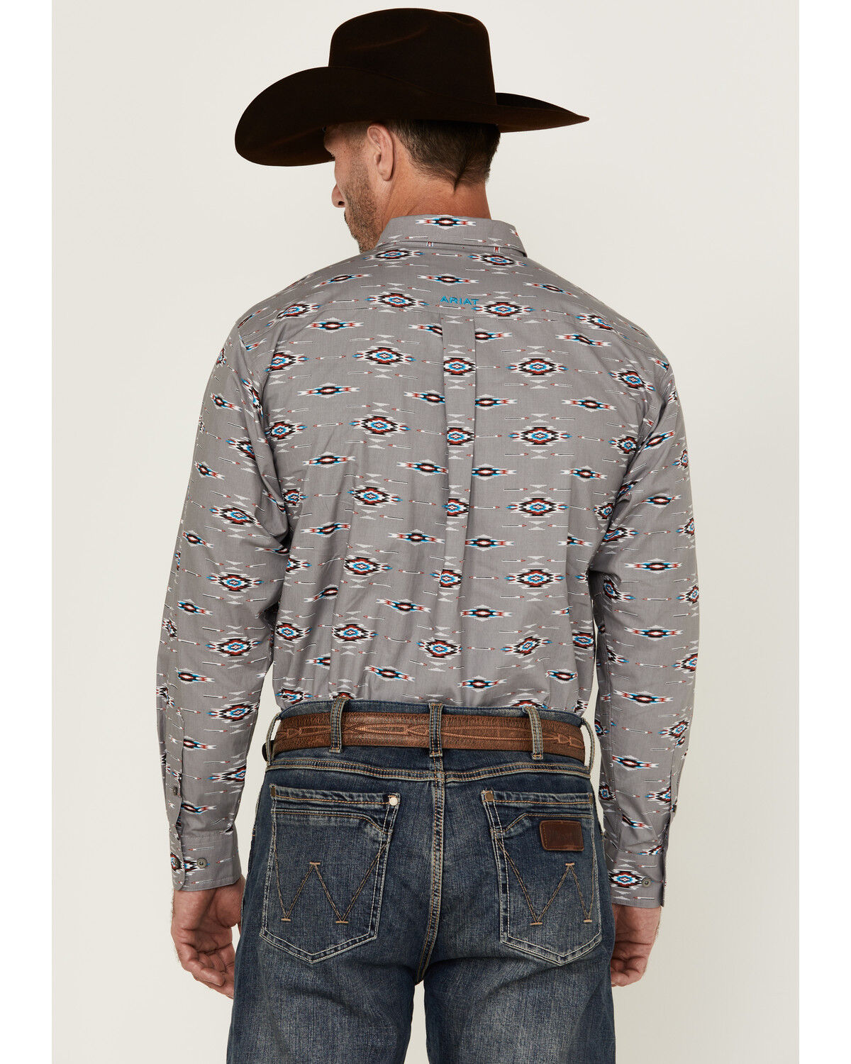 Image #4 - Ariat Men's Jarrod Southwestern Print Long Sleeve Button-Down Western Shirt, Grey, hi-res