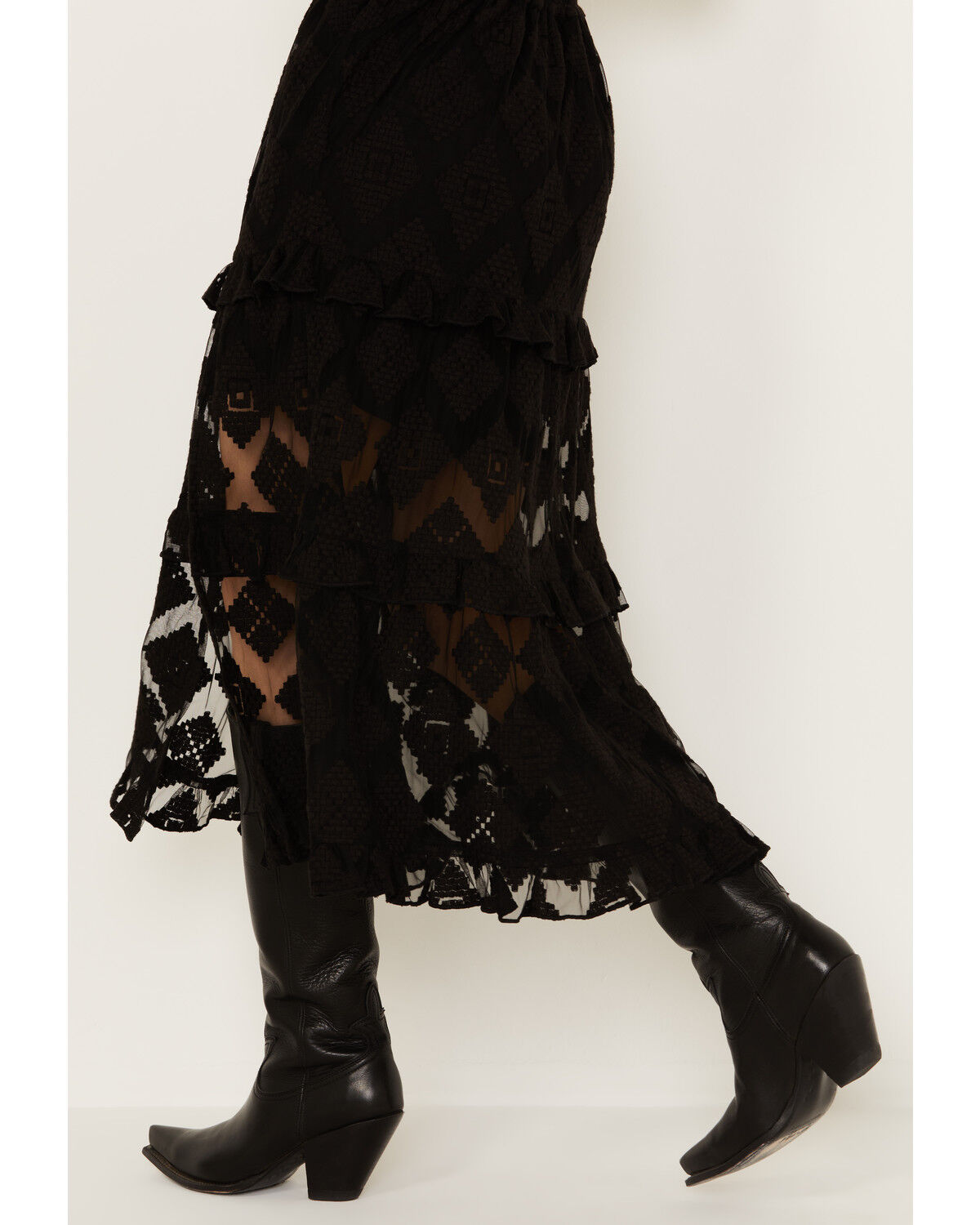 Image #5 - Shyanne Women's Diamond Embroidered Mesh Skirt, Black, hi-res