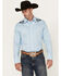 Image #1 - Wrangler Men's Floral Embroidered Long Sleeve Snap Western Shirt, Light Blue, hi-res