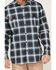 Hawx Men's FR Plaid Print Long Sleeve Button Down Work Shirt , Navy, hi-res