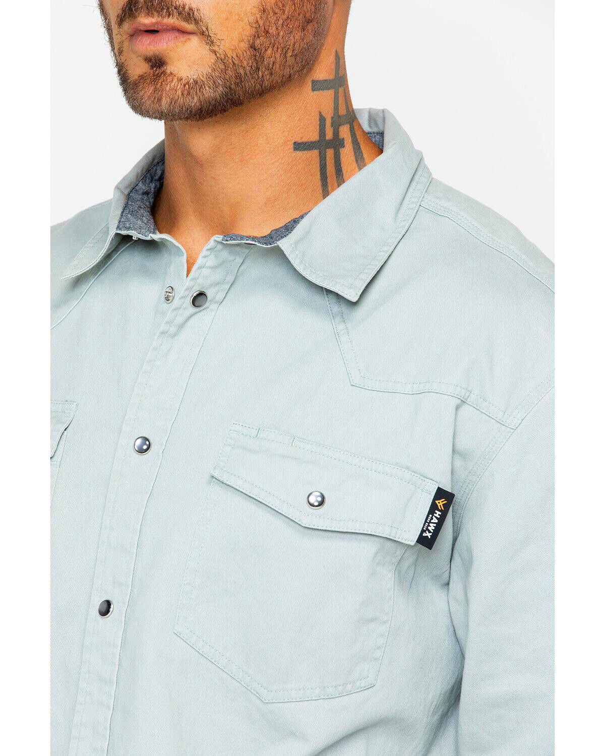 Image #3 - Hawx Men's Twill Pearl Snap Long Sleeve Western Work Shirt - Tall, Grey, hi-res
