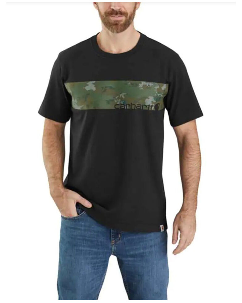 Carhartt Men's Camo Logo Graphic Heavyweight Short Sleeve Work T-Shirt - Tall , Black, hi-res