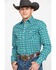 Image #3 - Rock 47 By Wrangler Men's Teal Geo Print Long Sleeve Western Shirt, Teal, hi-res